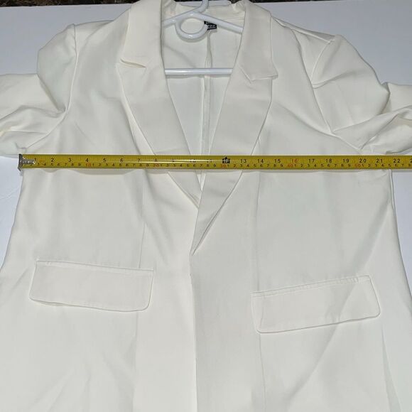 SHEIN Privé Peak Collar Flap Detail Solid Blazer New - Picture 11 of 13